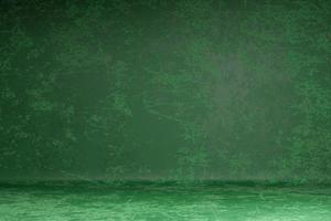 Abstract stylish photo studio portrait background. Wall scratch blur dark green paint grunge backdrop. 3D rendering