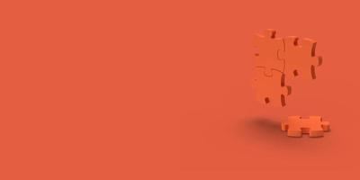 Red puzzle on a red background. Abstract image. Minimal concept problem business. 3D render. photo