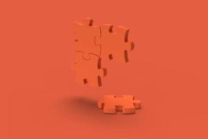 Red puzzle on a red background. Abstract image. Minimal concept problem business. 3D render. photo