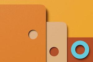 3D rendering Stylish abstract business background of simple geometric shapes. Flat image layer paper texture brown, yellow, orange, cream and blue color photo
