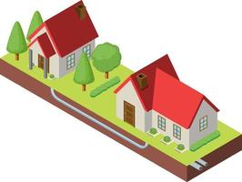 Isometric houses on white background vector