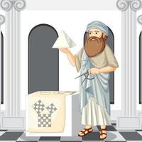 Pythagoras philosopher in cartoon style vector