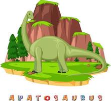 wordcard de dinosaurio para apatosaurio vector