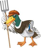 Little duck with pitchfork on white ground vector