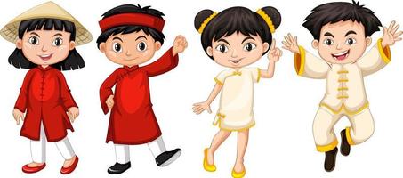 Children kids in red and white costume vector