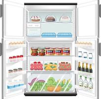 Refrigerator with lots of food vector