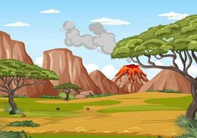 Prehistoric forest scene background vector