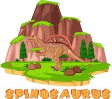 Wordcard design for  spinosaurus vector
