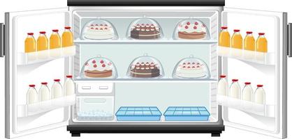 Refrigerator with lots of food vector