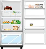 Refrigerator with lots of food vector