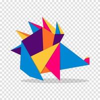 origami puercoespín. diseño de logotipo de puercoespín vibrante colorido abstracto. papiroflexia de animales ilustración vectorial vector