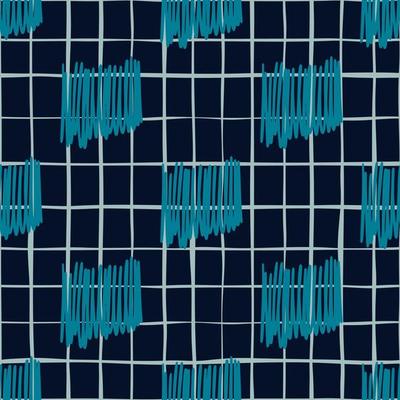 Brushstrokes and thin stripes seamless pattern. Cross Hatching endless background. Grunge backdrop.