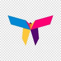 papiroflexia de mariposa. diseño de logotipo de mariposa vibrante colorido abstracto. papiroflexia de animales ilustración vectorial vector