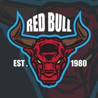 Ilustración de vector de logotipo de mascota de cabeza de toro rojo