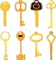 Set of Decorative Vintage Keys Doodle Style vector