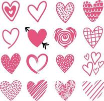 Set of Different Hand Drawn Hearts vector