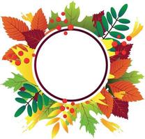 Decorative Round Frame with Leaves and Berries with Space for Text vector