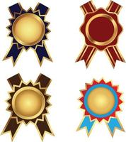 Set of Different Award Badges with Ribbons vector