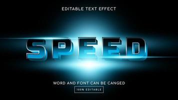 Speed editable 3D text effect template blue glow. Vector illustration