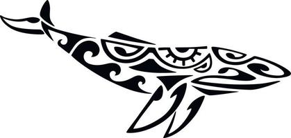 ballena al estilo polinesio maorí. boceto de tatuaje vector