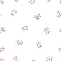 Branches with berries summer minimalistic pattern. Vector seamless hand drawn texture for textile, fabric, wrapping paper, scrapbooking.