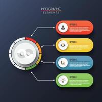 elementos abstractos de la plantilla de infografía vectorial gráfica con etiqueta, círculos integrados. concepto de negocio con 4 opciones. para contenido, diagrama, diagrama de flujo, pasos, infografías de línea de tiempo, flujo de trabajo, gráfico. vector