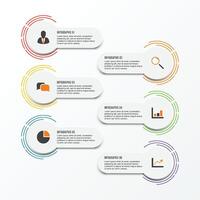 plantilla infográfica vectorial con etiqueta de papel 3d, círculos integrados. concepto de negocio con 6 opciones. para contenido, diagrama, diagrama de flujo, pasos, partes, infografías de línea de tiempo. vector