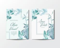 Invitation card with watercolor leaf background vector