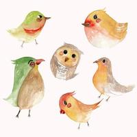 Bird character object with watercolor style vector