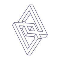 Illusion shapes in trendy 2022 Very Peri color. 3d geometry objects. Logo. Optical illusion figures. Sacred geometry. Optical art. vector