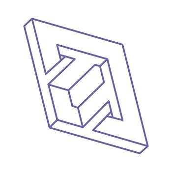 Impossible shapes. Sacred geometry figure. Optical illusion logo. Abstract eternal geometric object. Impossible endless outline. Line art. Optical art. Impossible geometry shape on a white background. vector