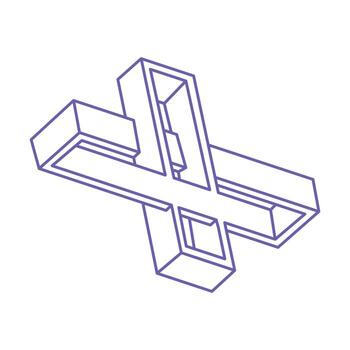 Impossible optical illusion shapes. Logo. Optical art objects. Impossible figures. Line art. Unreal geometric object. vector