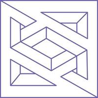 logotipo de ilusión óptica. formas imposibles. figuras de geometría sagrada. objetos geométricos eternos abstractos. tatuaje de contorno sin fin imposible. arte óptico. forma de geometría imposible sobre un fondo blanco. vector