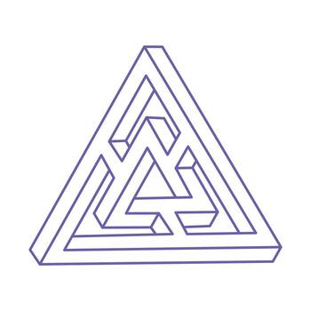 Impossible optical illusion shapes. Logo. Optical art objects. Impossible figure. Line art triangle. Unreal geometric object. vector