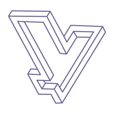 Impossible optical illusion shapes. Logo in trendy 2022 Very Peri color. Optical art objects. Impossible figure. Line art. Unreal geometric objects.