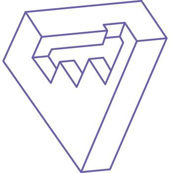 Optical illusion logo. Impossible shapes. Sacred geometry figures. Abstract eternal geometric objects. Impossible endless outline shape. Optical art. Impossible geometry shape on a white background. vector