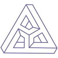 Impossible shapes, optical illusion logo, vector triangle. Optical art objects. Geometric figures.