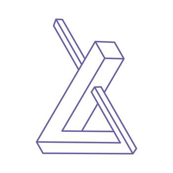 Optical illusion logo. Impossible shapes. Sacred geometry figures. Abstract eternal geometric objects. Impossible endless outline shapes. Optical art. Impossible geometry shape on a white background. vector