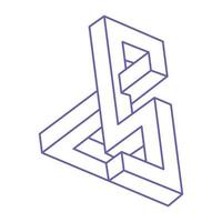 logotipo de ilusión óptica. formas imposibles. figura de geometría sagrada. objetos geométricos eternos abstractos. formas de contorno sin fin imposibles. arte óptico. forma de geometría imposible sobre un fondo blanco. vector