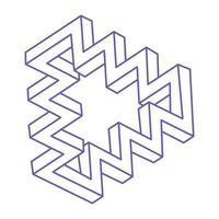 Impossible shapes. Sacred geometry figures. Optical illusion. Abstract eternal geometric object. Impossible endless outline. Optical art. Impossible geometry shape on a white background. vector
