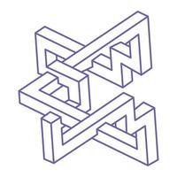 logotipo de ilusión óptica. vector de formas imposibles. objetos de arte óptico. figuras geometricas. paradoja.