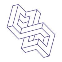 Impossible shapes. Sacred geometry figure. Optical illusion. Abstract eternal geometric object. Impossible endless outline. Optical art. Impossible geometry shape on a white background. vector