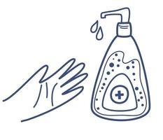 Wash your hands, sanitize. Disinfection concept. Hands using a hand sanitizer gel dispenser. The concept of protection against COVID-19 or coronavirus. wash your hands. Vector illustration