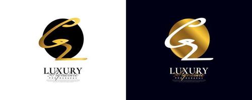 Initial C and Z Logo Design in Elegant Gold Handwriting Style. CZ Signature Logo or Symbol for Wedding, Fashion, Jewelry, Boutique, and Business Identity vector