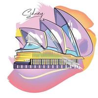 Cityscape of Sidney Watercolor technique Vector illustration