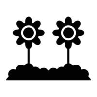 icono de glifo de plantación de flores vector