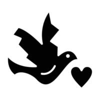 Dove with Heart Glyph Icon vector