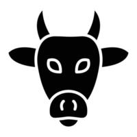 icono de glifo de vaca vector