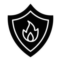 Fire Shield Glyph Icon vector