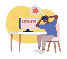 Covid panic attack 2D vector isolated illustration